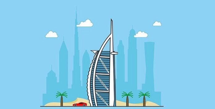 Dubai city illustration with skylines