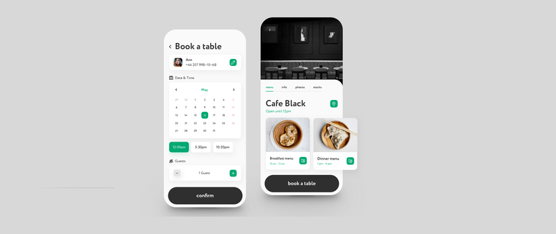 Digital table booking app for restaurants