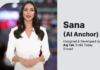Who is Sana AI Anchor Developed by Aaj Tak (India Today Group) Sana AI anchor designed and developed by Aaj Tak (India Today Group)