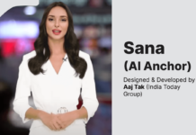 Who is Sana AI Anchor Developed by Aaj Tak (India Today Group) Sana AI anchor designed and developed by Aaj Tak (India Today Group)