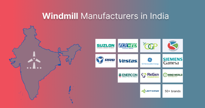 Top 13 windmill manufacturers in India including both domestic and international players